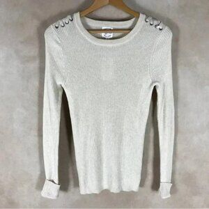 HIPPIE ROSE Lace-Up Shoulder Sweater, NEW Large